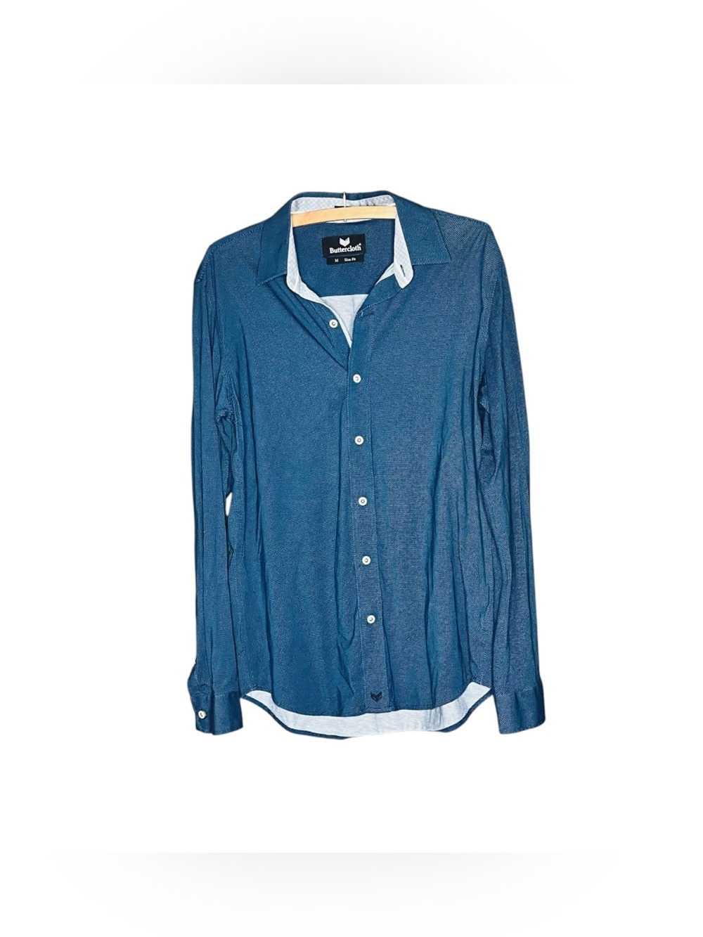 Buttercloth Slim Fit Button-Down Shirt Icy Cotton Size Medium
